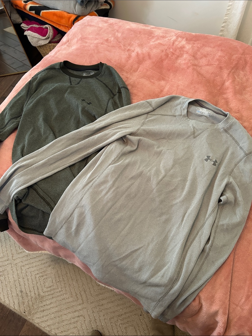Under Armour Men's Long-Sleeve Crew in Gray and Olive